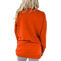 Дасајо Жените Плус Големина Пуловери Солидна V Вратот Дуксери Со Џебови Повик Основни Долги Ракави Блуза