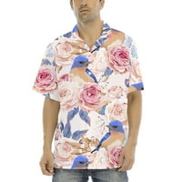 Слободно Време Тенок Фит Краток Ракав Класичен Цветни Печатени Хавајски Одмор Плажа Обични Мажи Кошули Блуза Улична Облека