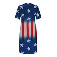 Ден На Модната Независност Секојдневен Плус Големина Лабава Маица Фустани За Жени Краток Ракав Мини Плажа Фустан