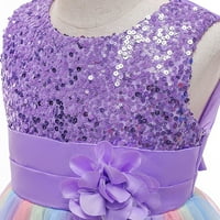 Симпатична Летни Фустани За Девојки Цветни Церемонија Наметка Роденден Игра Фустан Виолетова 9Ј-10Ј