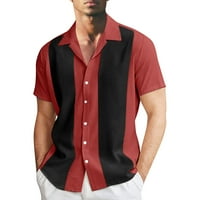 мишуовоти машка мода и слободно време боја појавување на ревер копче половина ракав кошула маица краток ракав кошула