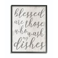 Блажени кои мијат садови смешни семејни кујнски зборови дизајн врамени giclee текстуризирана уметност од Дафне Полсели