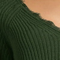 Срце и да ја смачкам женската чипка V-врат пуловер
